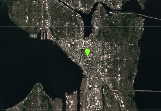 Fig. F6.2.5 Map view of Seattle, Washington, USA (left) and the corresponding Sentinel-2 composite (right)