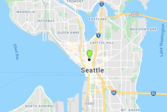 Fig. F6.2.5 Map view of Seattle, Washington, USA (left) and the corresponding Sentinel-2 composite (right)